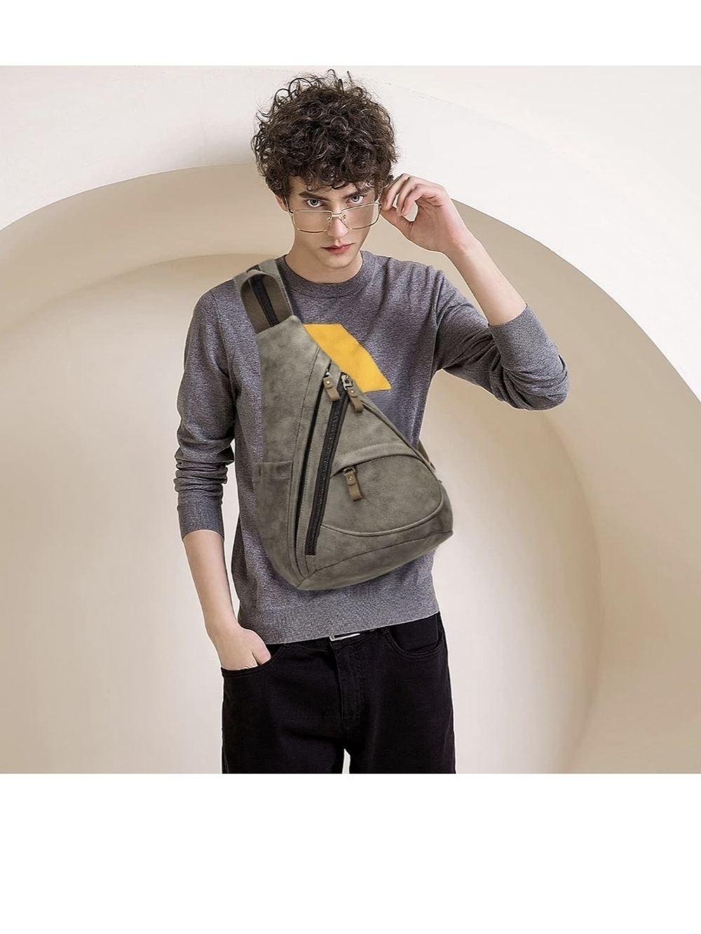 Unisex  Brown Sling Backpack - Casual Crossbody Carry.